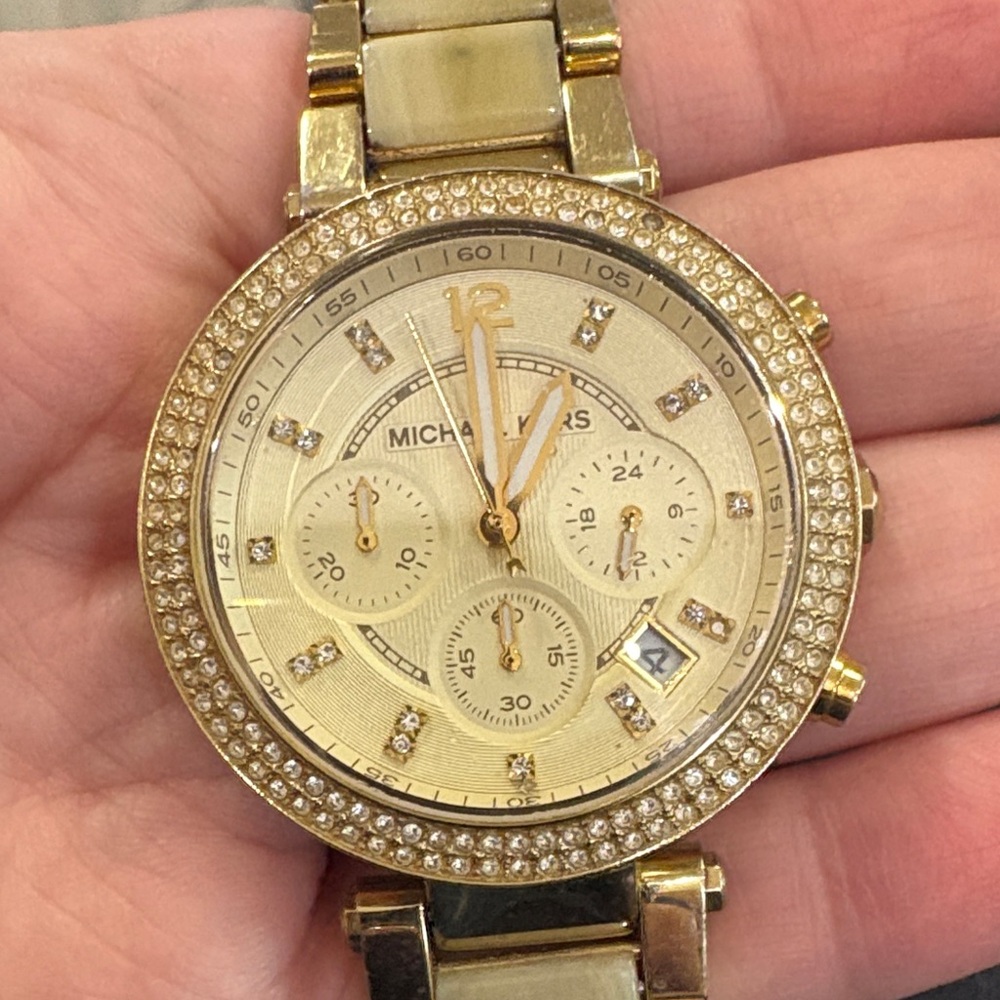 Michael Kors Gold Crystal-Embellished Women's Watch